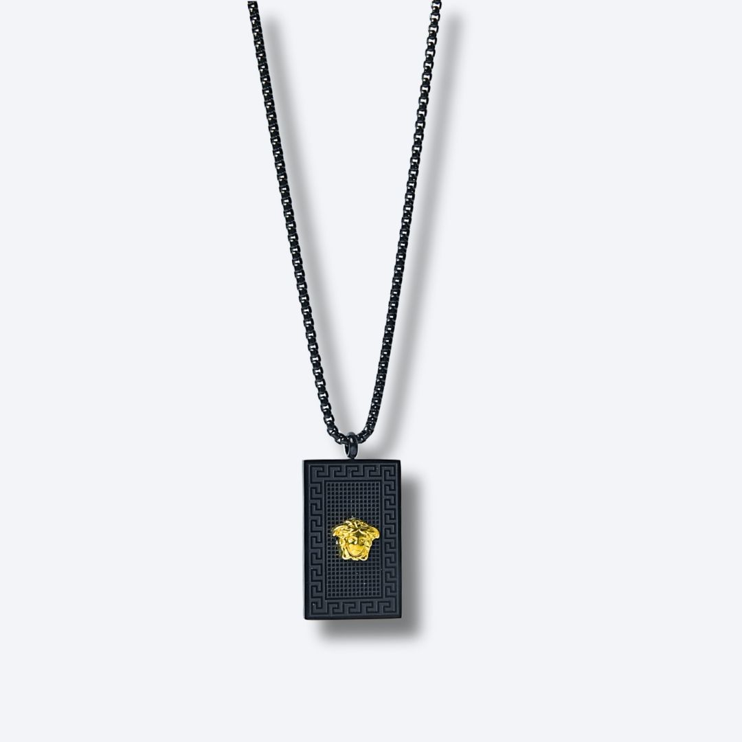 Luxury Black & Gold Medusa Pendant Necklace