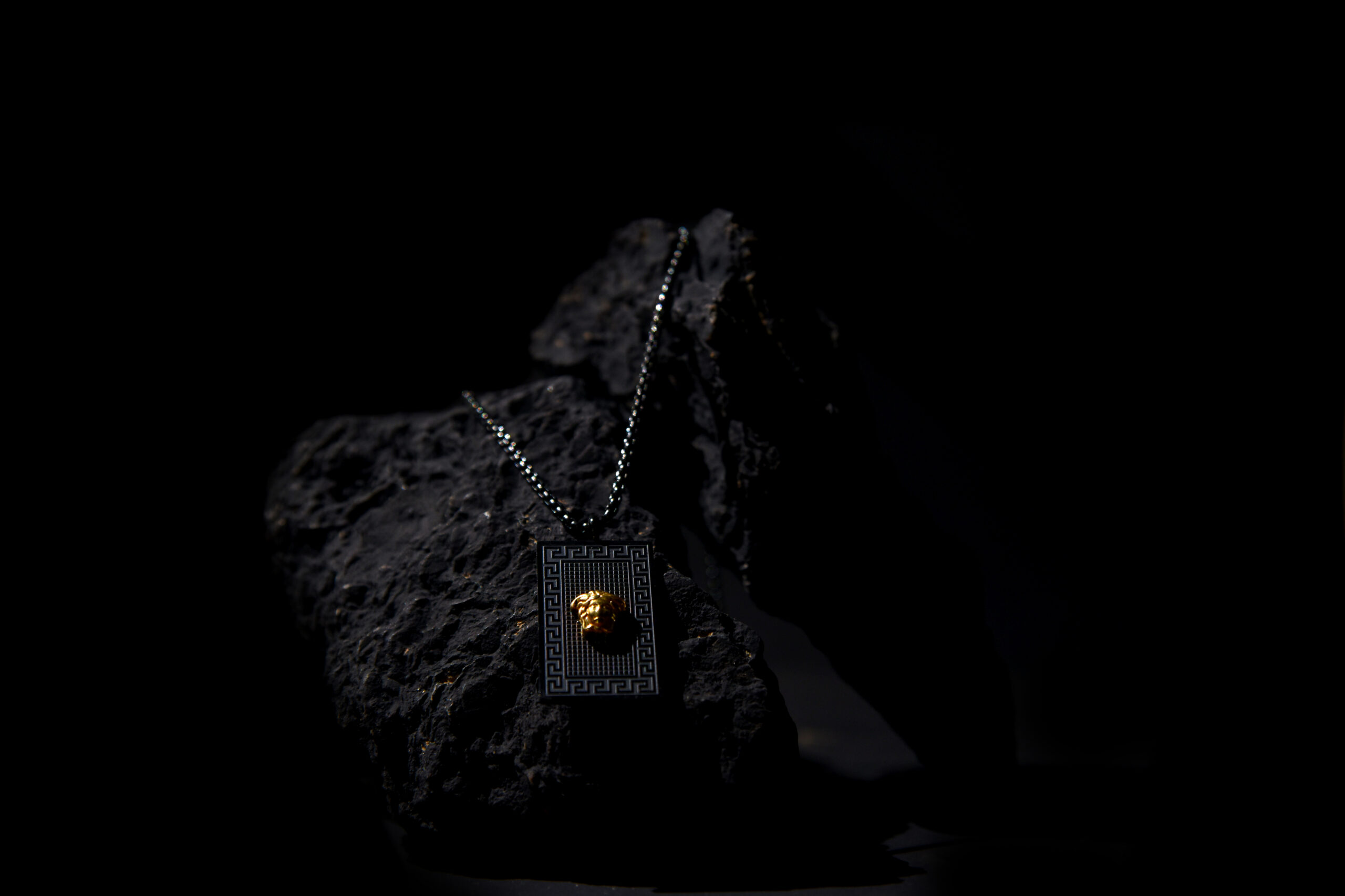 Luxury Black & Gold Medusa Pendant Necklace