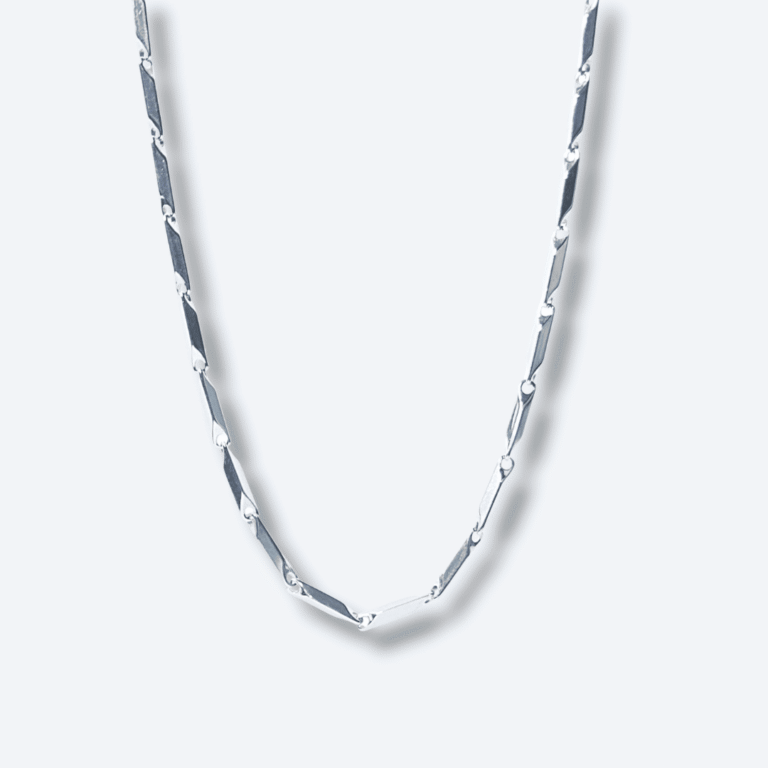 Men’s Silver Geometric Link Chain Stainless Steel Flat Chain