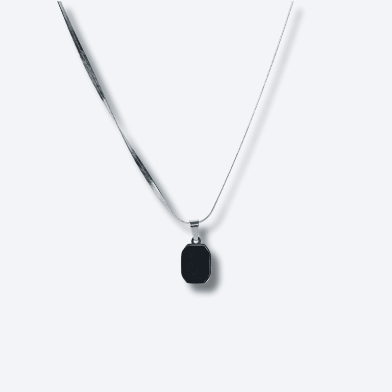 Elegant Black Hexagon Pendant Necklace for Men