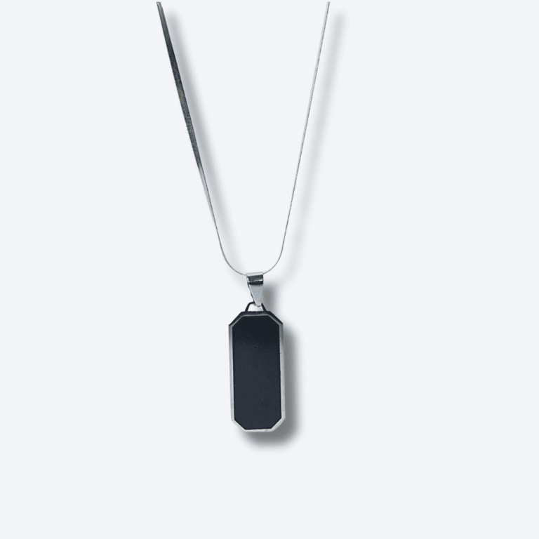 Men’s Rectangular Onyx Pendant Necklace