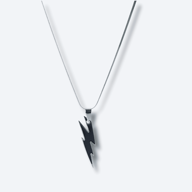 Black Lightning Bolt Pendant Necklace for Men