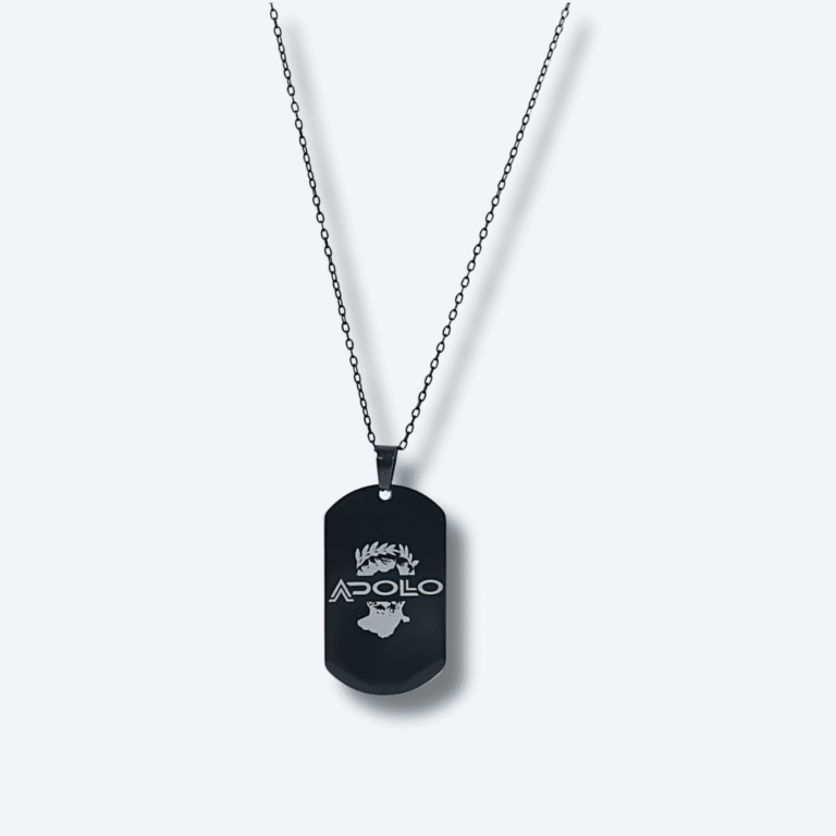 Apollo Black Dog Tag Pendant Necklace