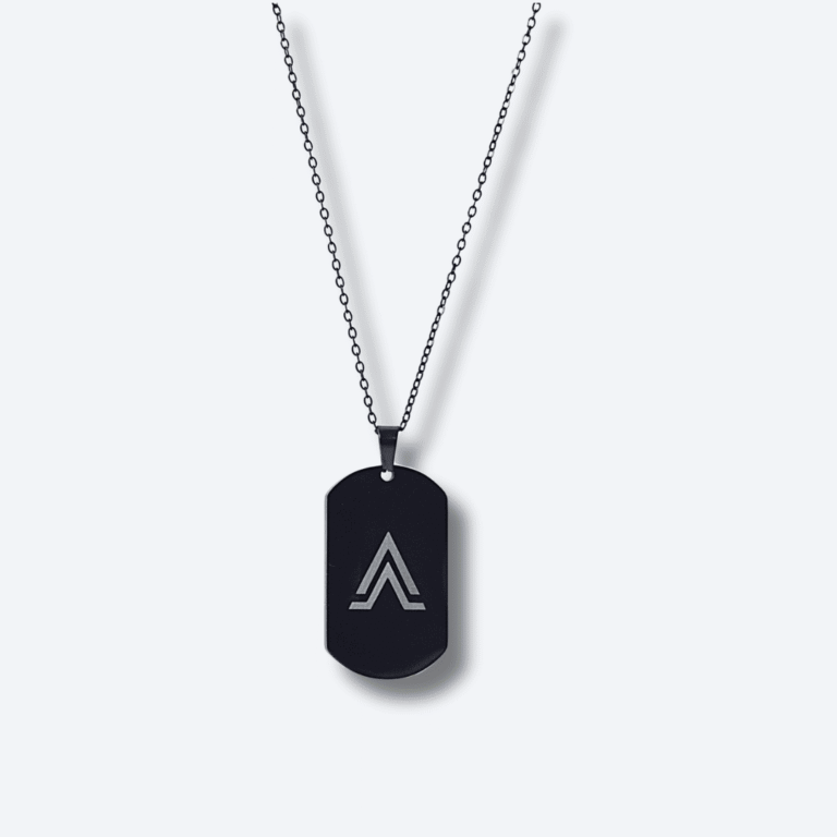 Apollo Signature Dog Tag Pendant Chain Black Stainless Steel