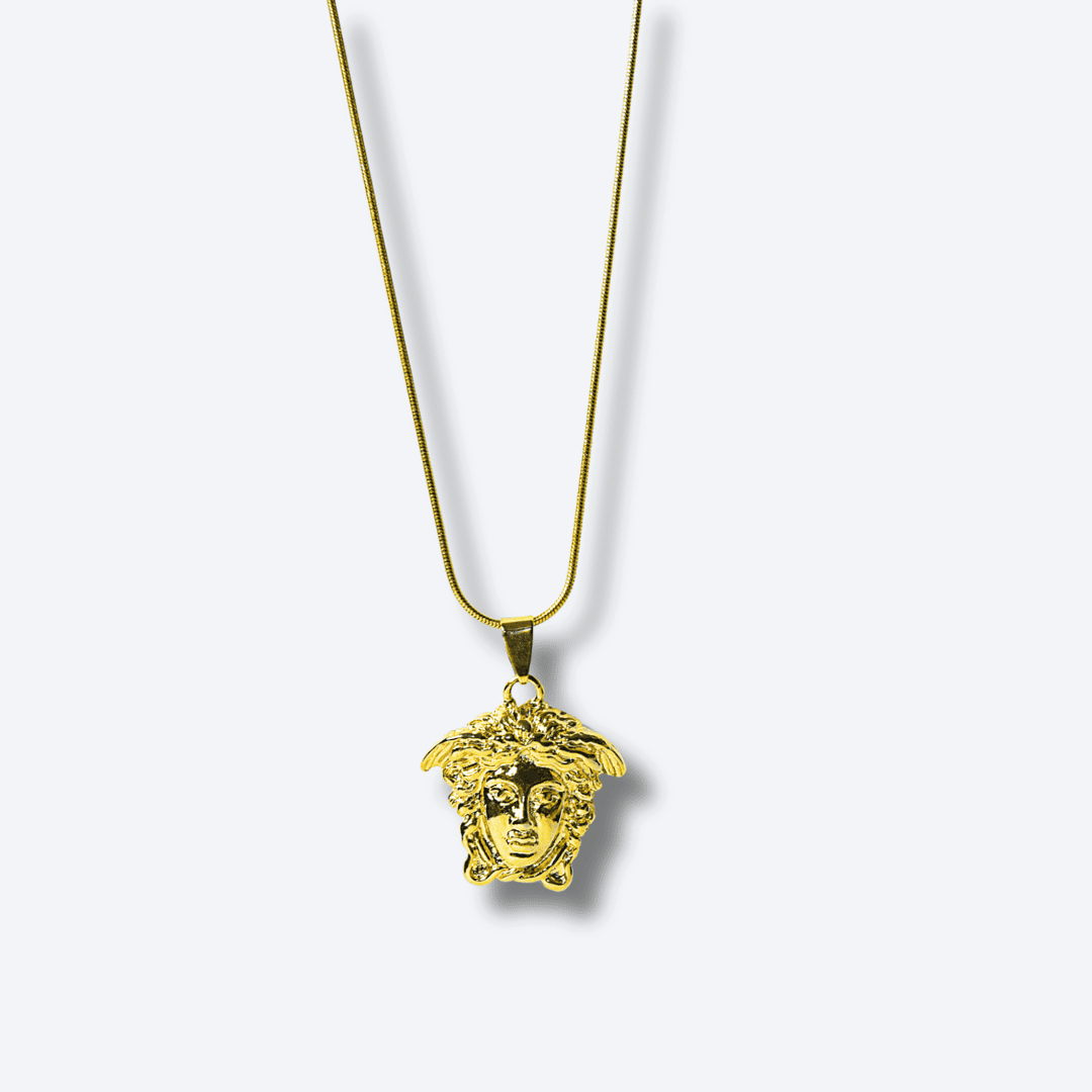 Men’s Gold Medusa Head Pendant Chain, Stainless Steel Statement Jewelry