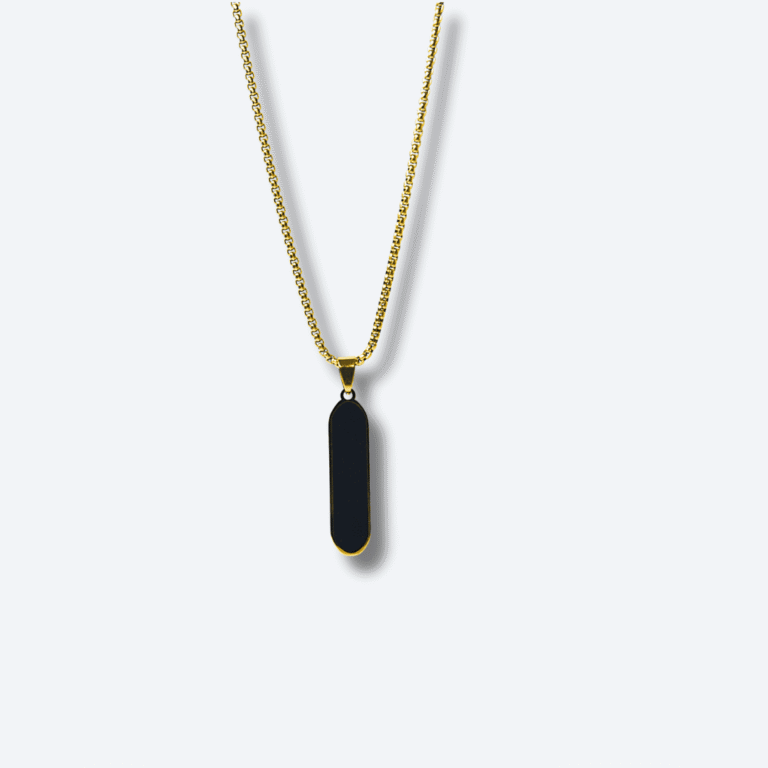 Obsidian Golden Bar Pendant Chain