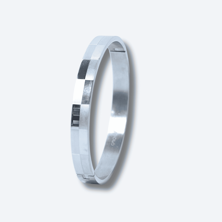 Men’s Silver Glossy Geometric Bracelet