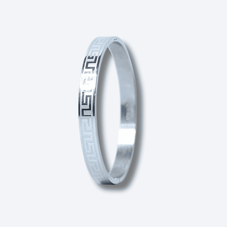 Men’s Silver Greek Key Engraved Bracelet