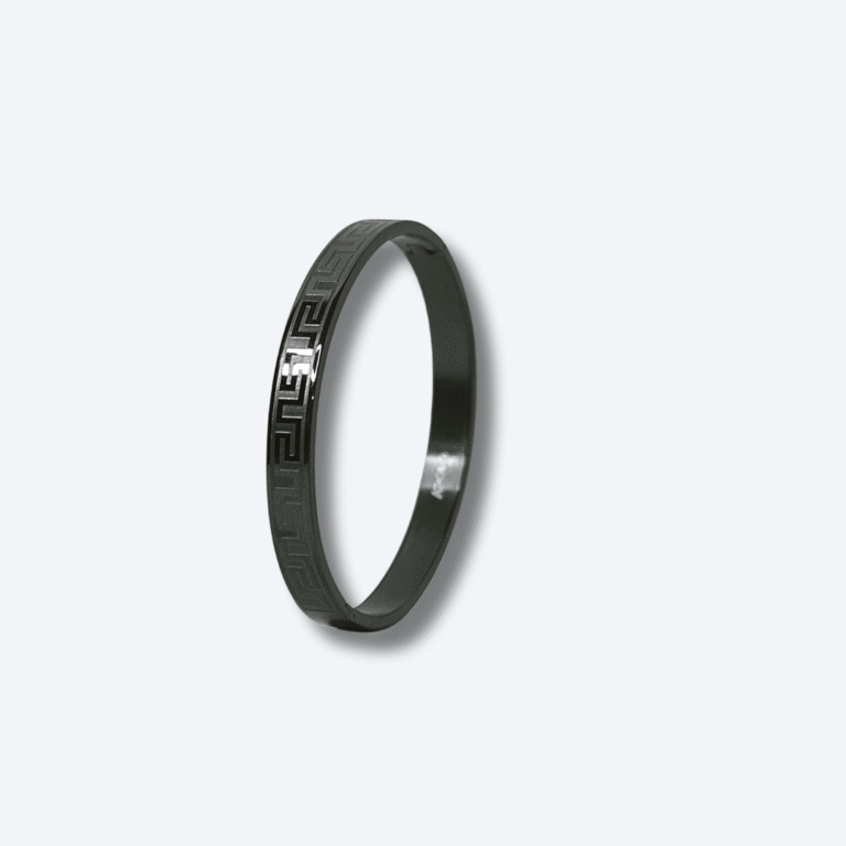 Men’s Black Greek Key Engraved Bracelet