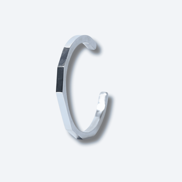 Silver Geometric Open Cuff Bracelet for Men