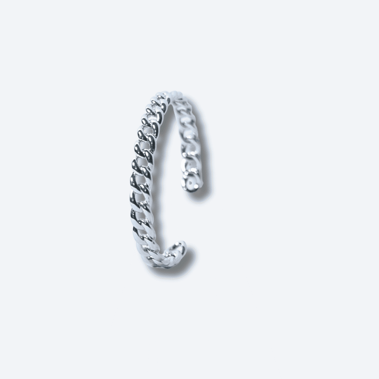 Silver Curb Chain Open Cuff Bracelet for Men