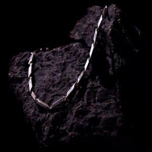 Men’s Silver Geometric Link Chain Stainless Steel Flat Chain