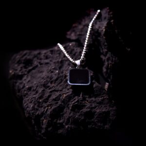 Apollo Square Black Pendant Chain – Silver Stainless Steel Chain