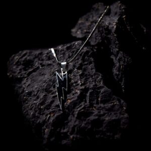 Black Lightning Bolt Pendant Necklace for Men