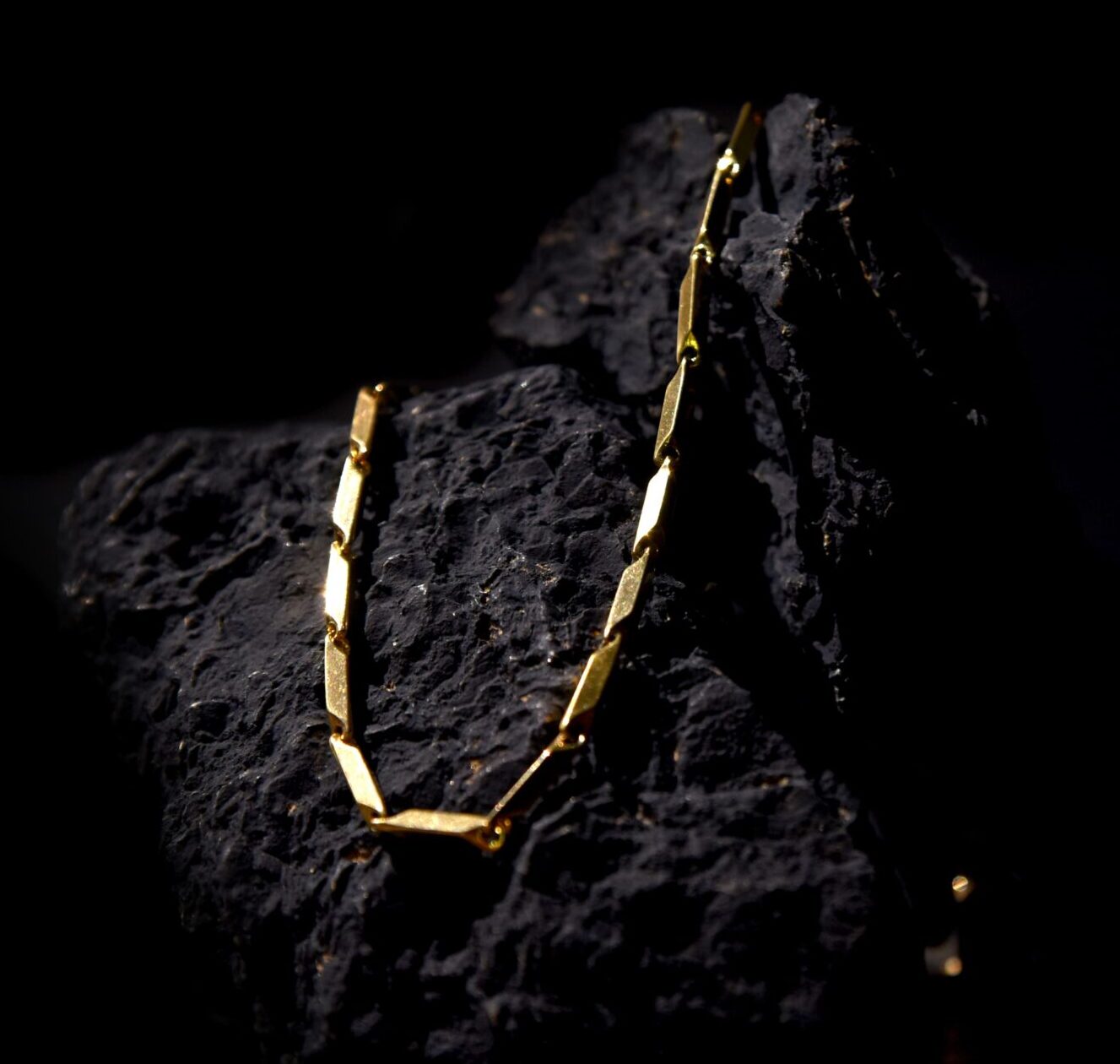Men’s Gold Geometric Link Chain Stainless Steel Necklace