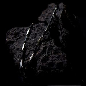 Men's Black and Silver Geometric Link Chain Stainless Steel Flat Chain