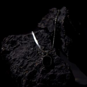 Elegant Black Hexagon Pendant Necklace for Men