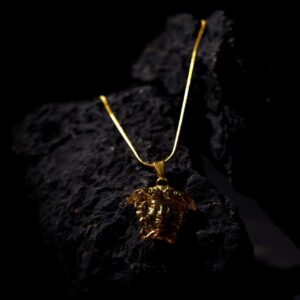 Men’s Gold Medusa Head Pendant Chain, Stainless Steel Statement Jewelry