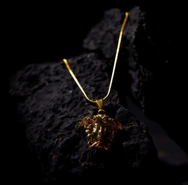 Men’s Gold Medusa Head Pendant Chain, Stainless Steel Statement Jewelry