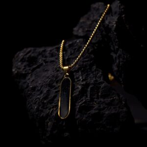 Obsidian Golden Bar Pendant Chain