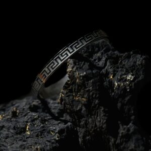 Men's Silver Greek Key Engraved Bracelet