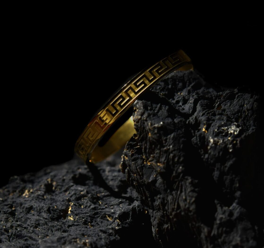 Golden Greek Key Pattern Bracelet for Men