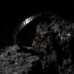 Men's Black Greek Key Engraved Bracelet