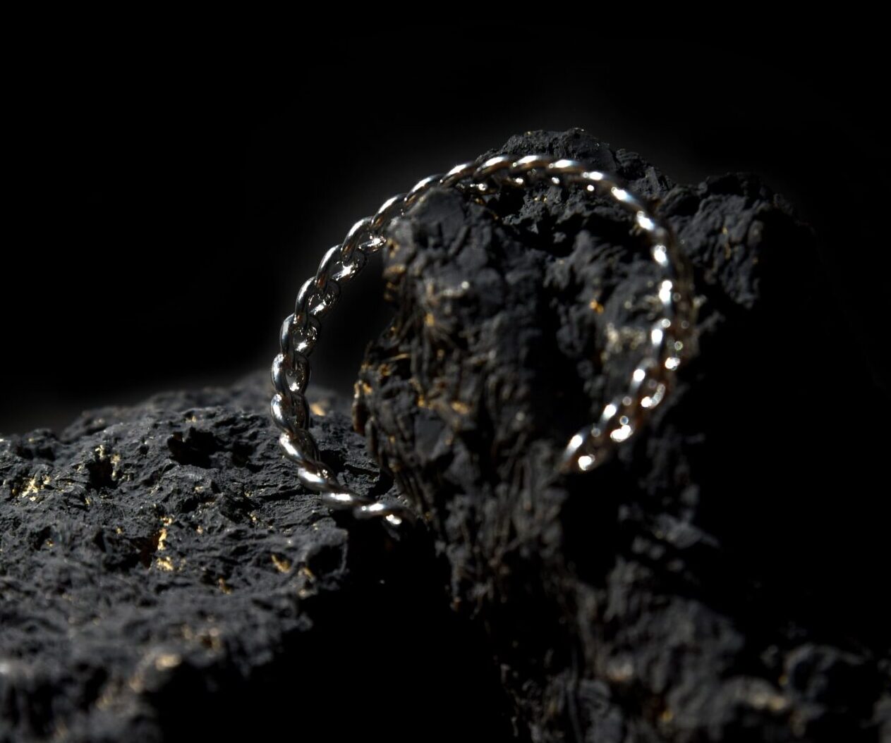 Silver Curb Chain Open Cuff Bracelet for Men