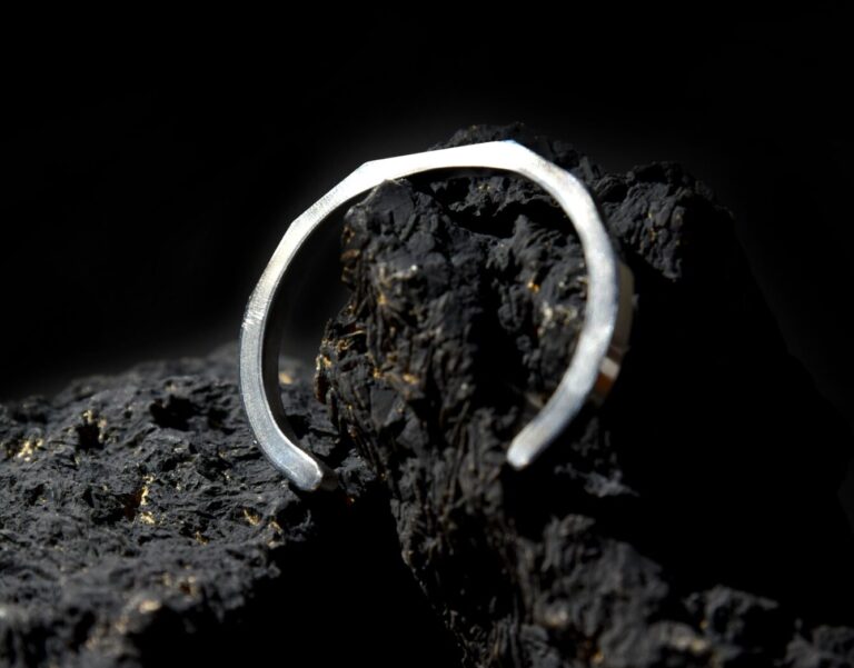 Silver Geometric Open Cuff Bracelet for Men