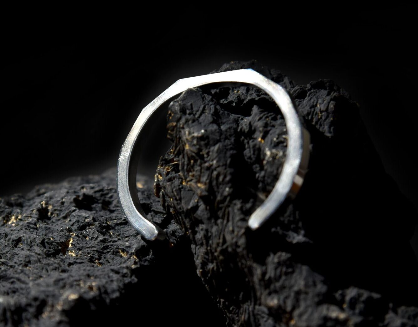 Silver Geometric Open Cuff Bracelet for Men