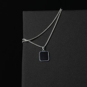 Sleek Black Rounded Pendant Necklace for Men