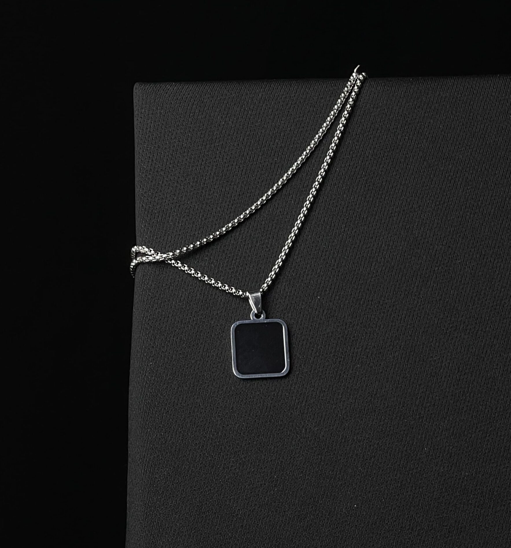 Sleek Black Rounded Pendant Necklace for Men