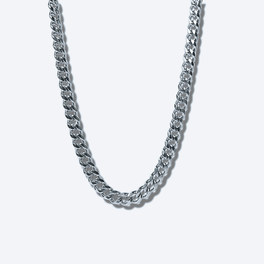 Men’s Silver Diamond-Cut Curb Chain Necklace – Stainless Steel