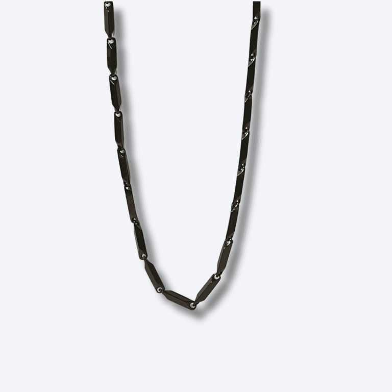 Men’s Black Geometric Link Chain Stainless Steel Necklace