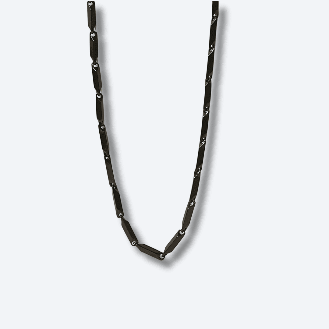 Men’s Black Geometric Link Chain Stainless Steel Necklace