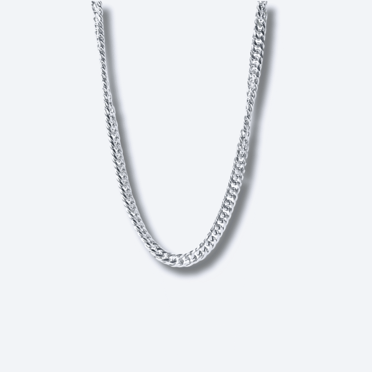 Men’s Silver Curb Link Chain Necklace in Stainless Steel