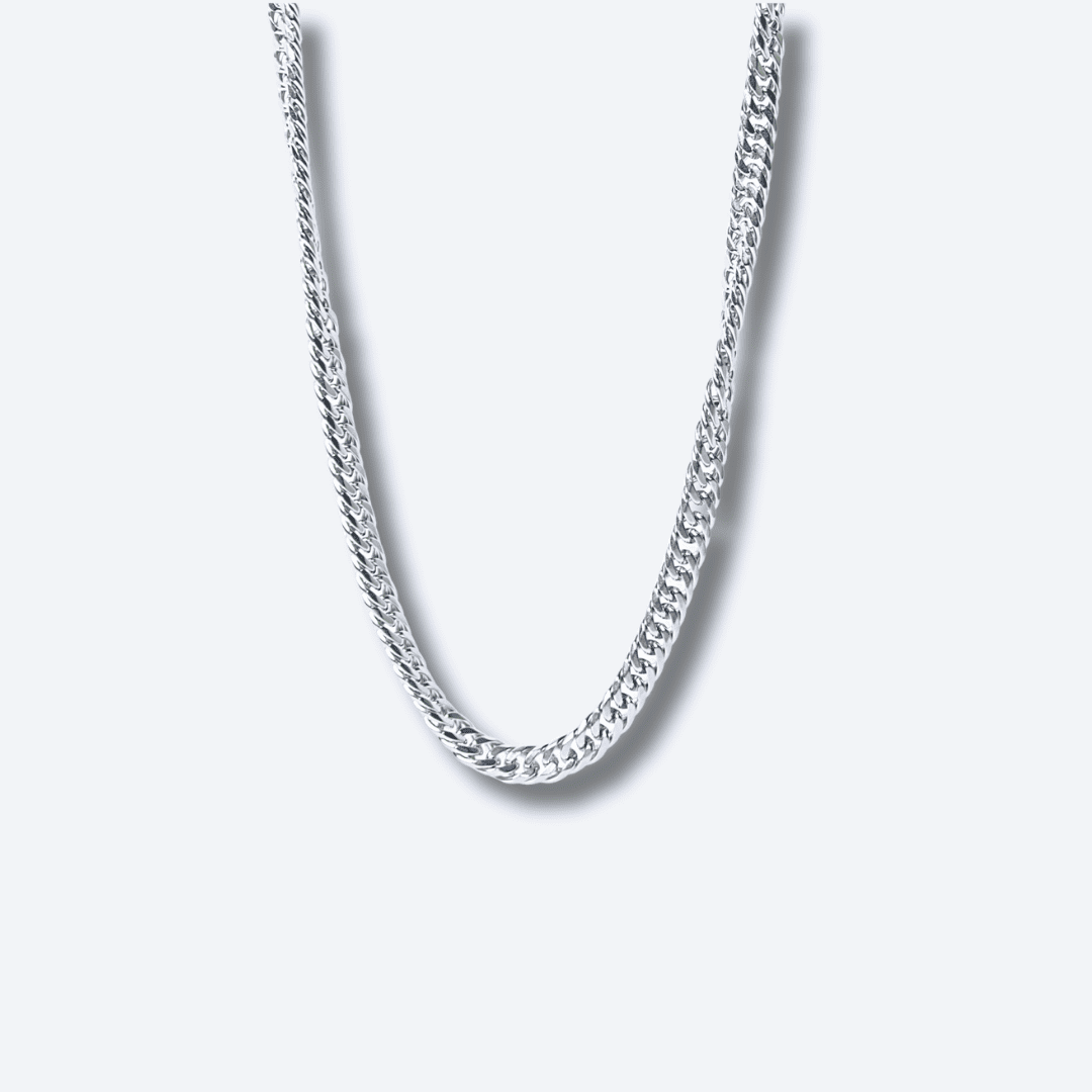 Men’s Silver Curb Link Chain Necklace in Stainless Steel
