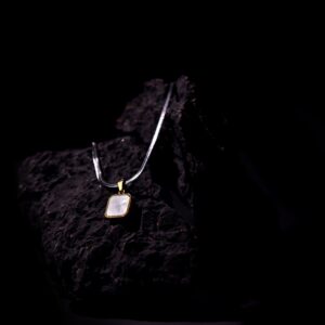 Dual Sided Black and White Pendant Necklace with Black Snake Chain for Men