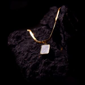 Dual Sided Black and White Pendant Gold Snake Chain Necklace for Men