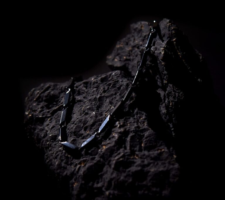 Men’s Black Geometric Link Chain Stainless Steel Necklace