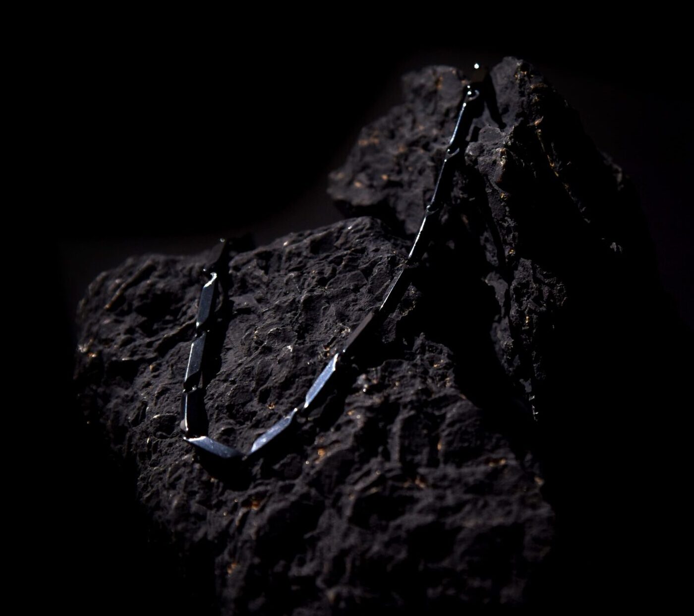 Men’s Black Geometric Link Chain Stainless Steel Necklace
