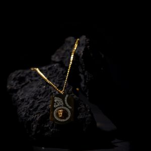 Silver and Gold Greek Inspired Dog Tag Pendant Necklace for Men