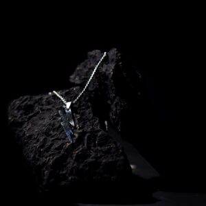 Silver Lightning Bolt Pendant Necklace for Men