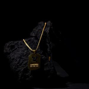 Luxury Designer Inspired Gold Dog Tag Pendant Necklace for Men