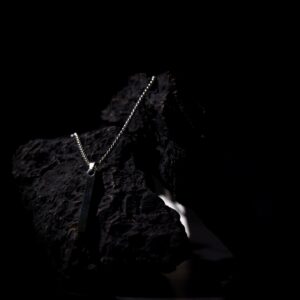 Silver Vertical Bar Pendant Necklace for Men