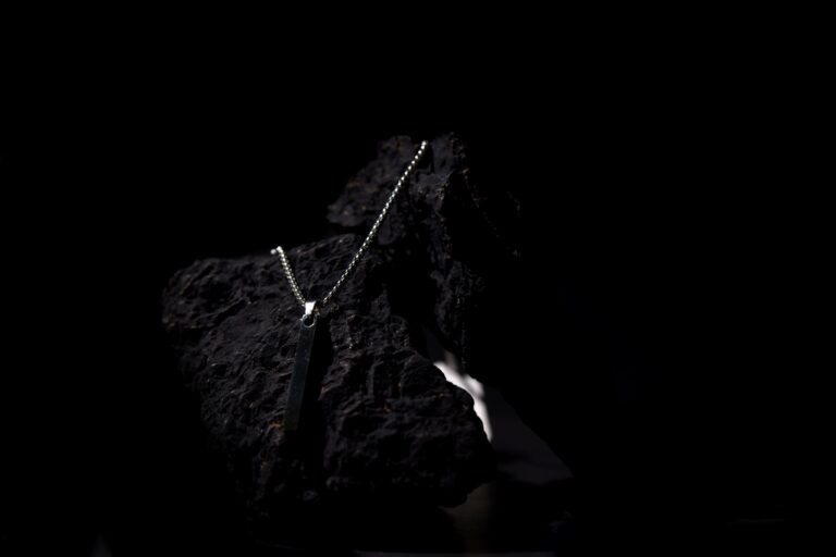 Silver Vertical Bar Pendant Necklace for Men